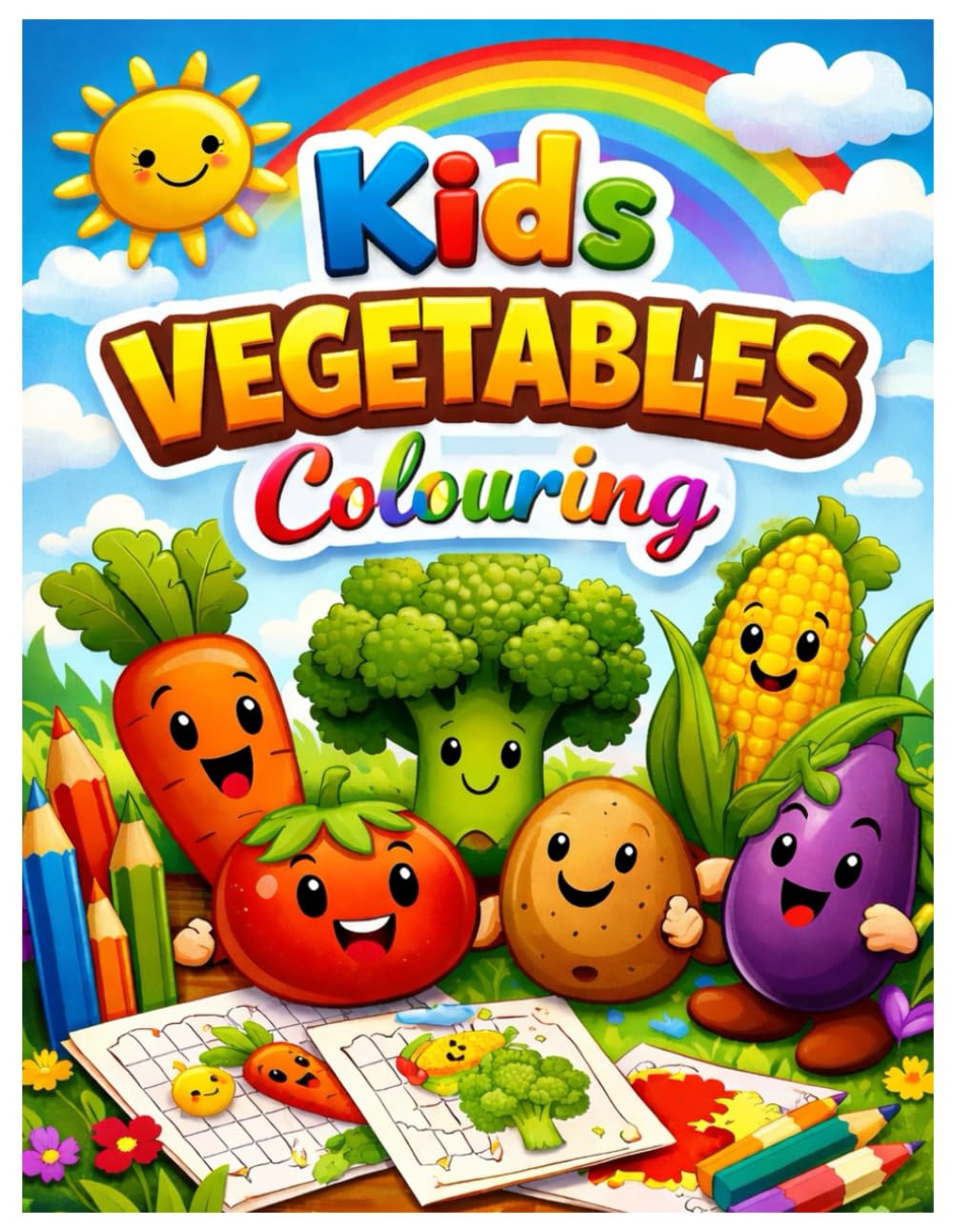 Vegetables Coloring Book for Kids: Learn Vegetable Names with Fun and Easy Coloring Pages for Ages 3–6