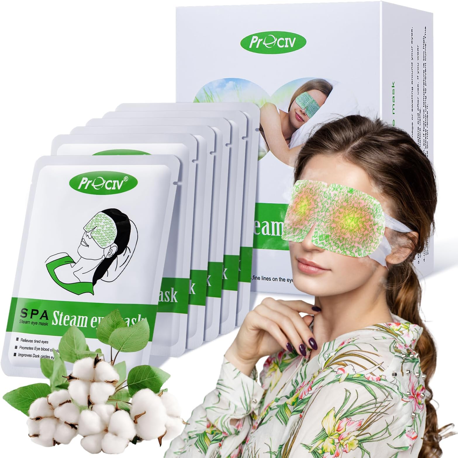 ProCIV 16 Packs Steam Eye Mask for Dry Eye- Moist Heat Compress Pad Last for 30 Minters for Relief Eye Fatigue