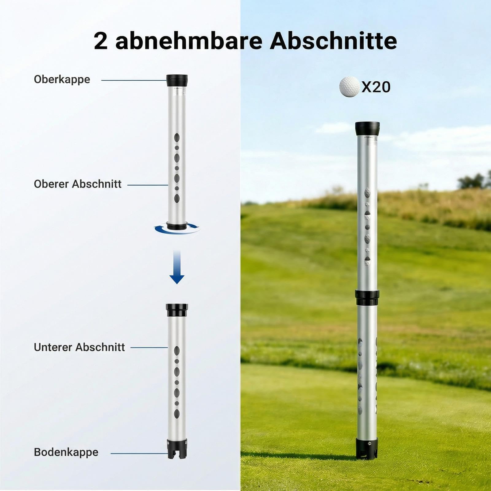 NEEWER Ball Auffangbehälter für Tennisbälle und Picklebälle, Abnehmbarer, mit Stopper und Schultergurt, Aufheben ohne Bücken