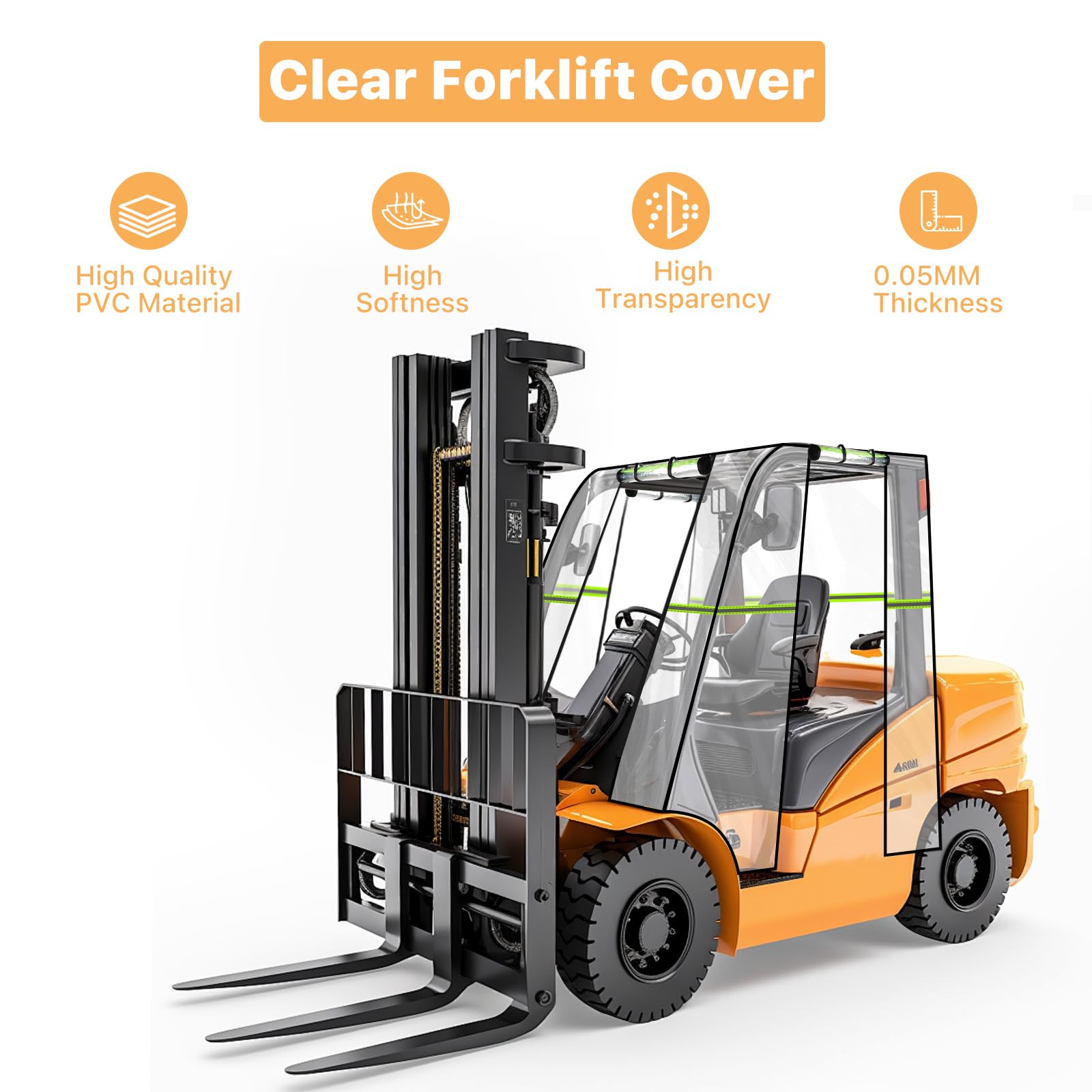 Forklift Rain Cover Cab Enclosure - YSJWAER Forklift Universal Accessories All-Weather Protection Fits Forklift Capacity Up to 8000 Lbs