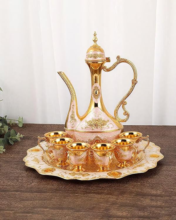 SEEK RARE Large Vintage Turkish Tea Set Coffee Service Set Teapot Sets for Adults Home Party Decor Golden White by SEEK RARE - Image 3