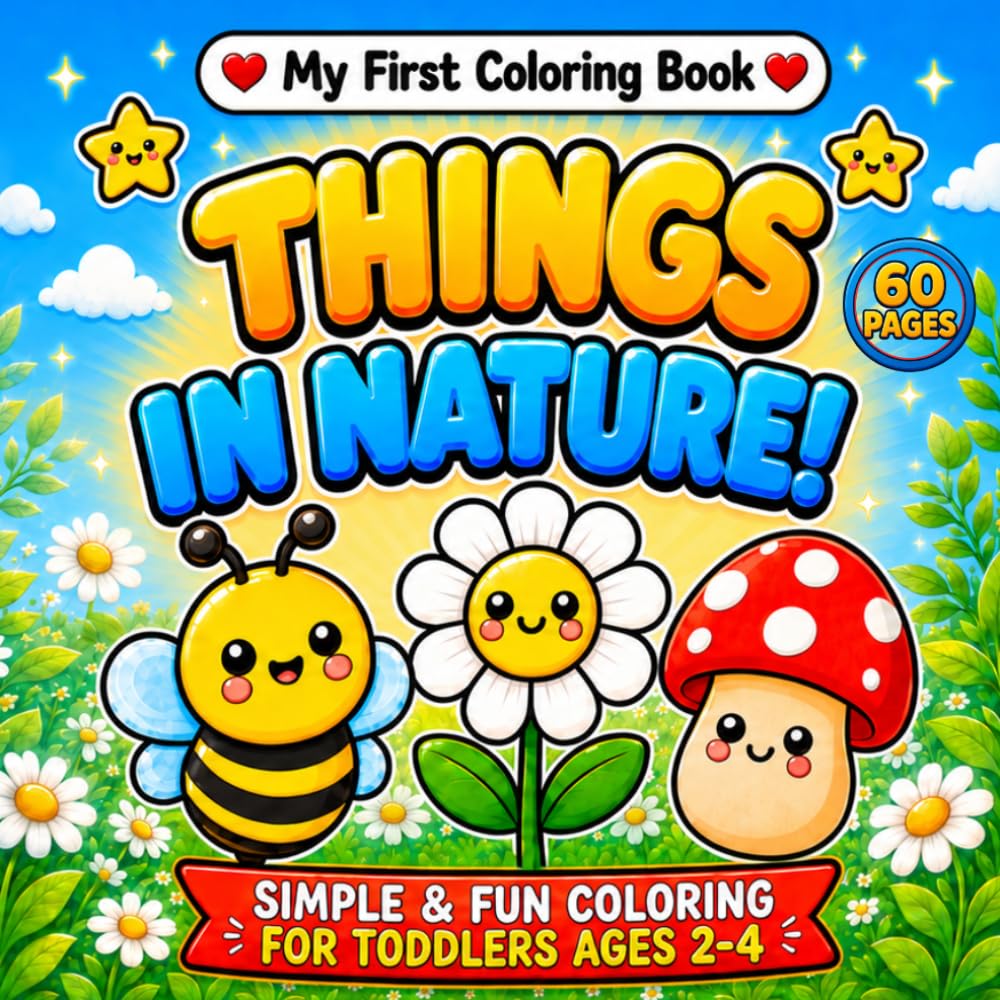 My First Coloring Book: Things in Nature: 60 Simple and Fun Coloring Pages for Toddlers