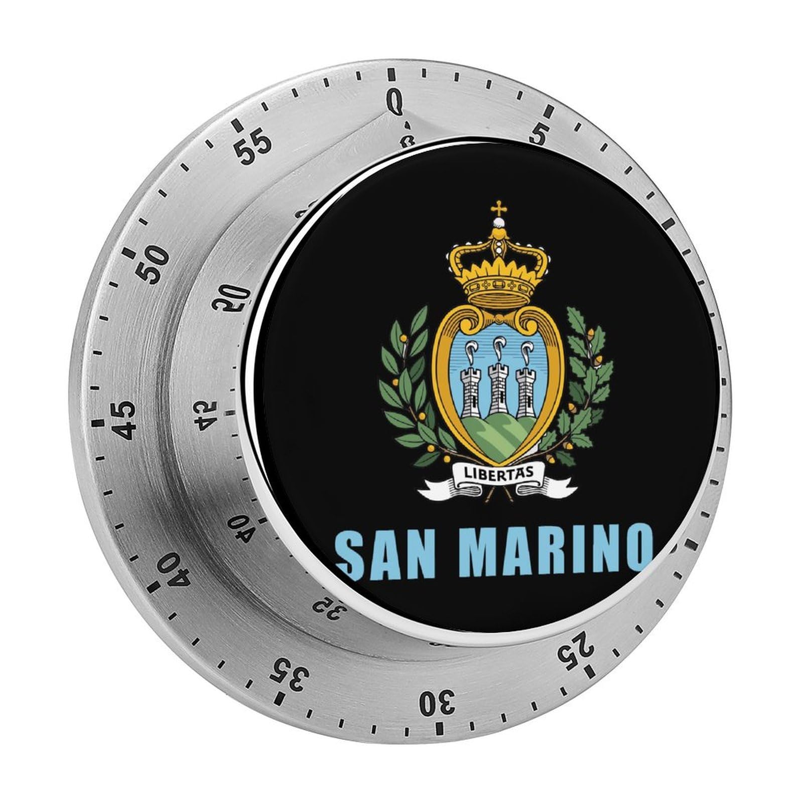San Marino Flag Emblem Magnetic Timer for Kitchen Cooking Productivity Stainless Steel Timers with Alarm