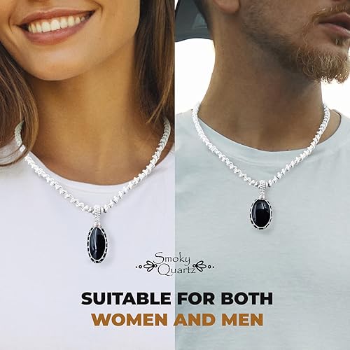 Vista 10 de Crystal Necklace with Stone Pendant - Amulet for Chakra Healing, Handmade Unisex Jewelry with Gift Bag, Handmade White Macrame Cord, Natural