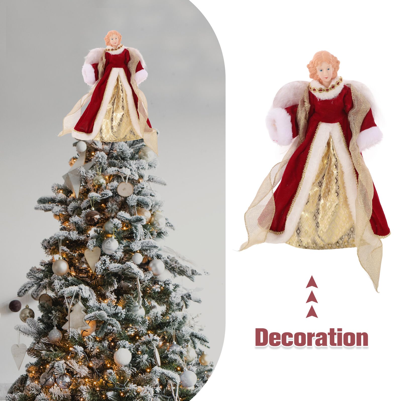 Homoyoyo Estrella Copa del Árbol de Navidad Ángel Decorativo Alas Figura de Ángel Pequeña para Decoración de Árbol Adorno Navideño para Mesa o Fiesta