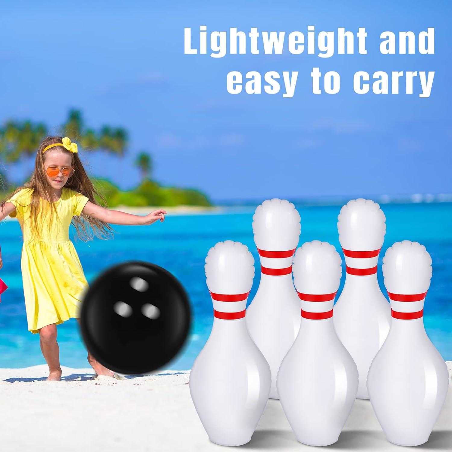 Hungdao 14 Pcs Giant Inflatable Bowling Set Indoor Outdoor Games for Kids Lawn Bowling Games with 20 Inch Bowling Ball and 24 Inch Bowling Pins for Kids Adults Birthday Party Sports Yard Motor Skill image 6 of 7 B0BVYMB7R3