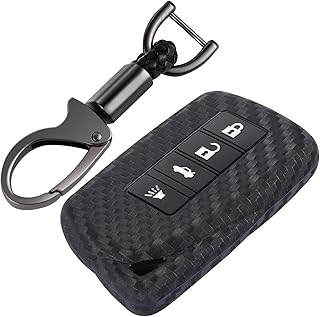 iSaddle for Lexus Fob Cover - Carbon Fiber Pattern Car Key Fob Protector for Lexus ES350 ES300H ES250 GS250 GS350 GS450H RX350 UX200 NX300 IS200 IS300 GX460 LX570 Antitheft Keyless Entry/w Keychain