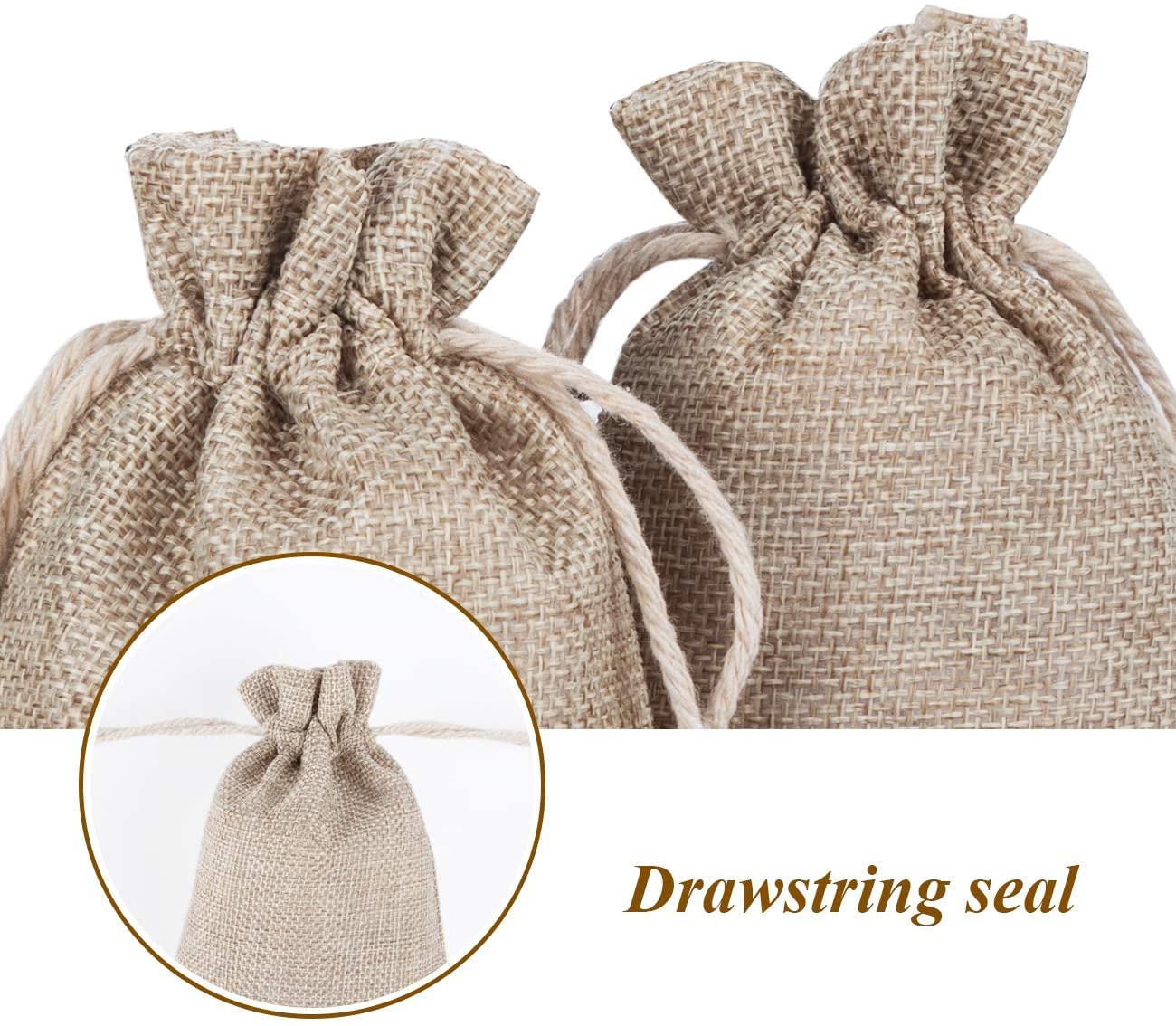 10 Stück Jutesäcke Mit Kordelzug 30x40cm - Natürliche Geschenksäckchen Mit Etiketten