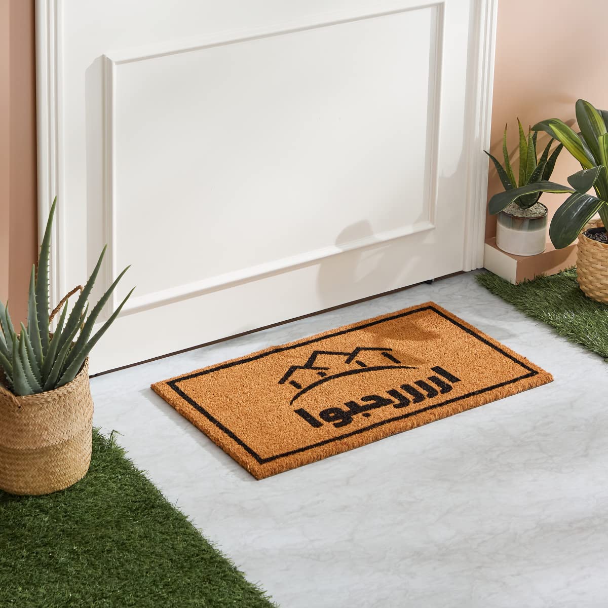 Home BoxWelcome Inside Arabic Print Coir Doormat 45 x 100 cm
