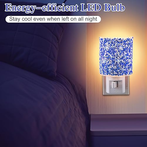 Miniatura 5 de Luz nocturna LED enchufable a la pared, luz nocturna de cristal con interruptor de encendidoapagado manual, luz nocturna blanca cálida con enchufe