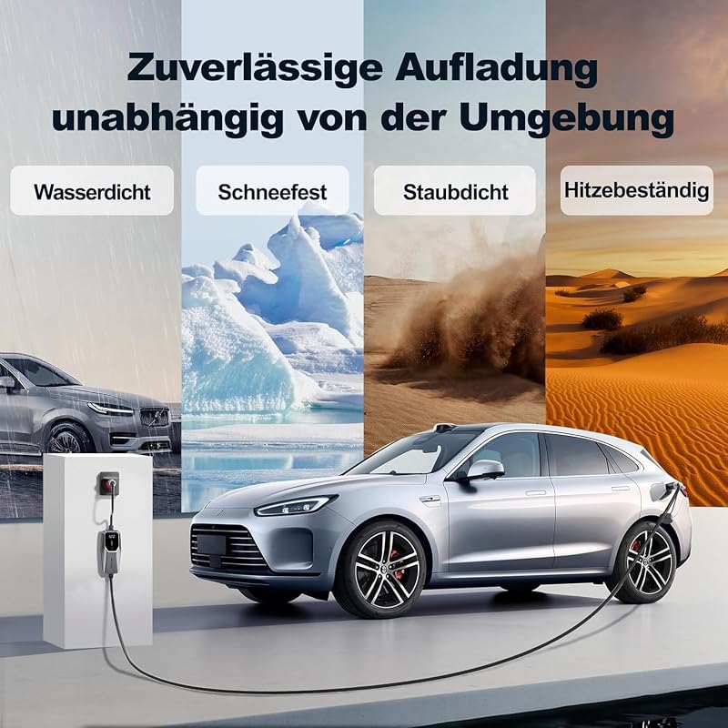 VDLPOWEREU Type 2 Elektromos Autó Töltőkábel, 7.36KW, 32A, 5m, Háromfázisú CEE Csatlakozóval, Időzíthető Töltés, Állítható Áramerősség