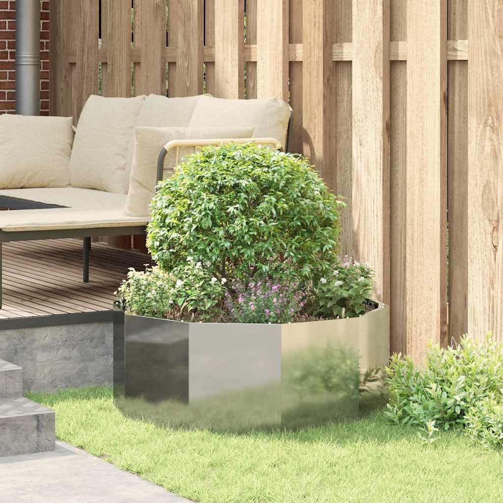 Macetero plateado de acero galvanizado de 90 x 90 x 35 cm, resistente, redondo, para jardín, terraza, balcón, con resistencia a las heladas y fácil montaje para cultivo de plantas
