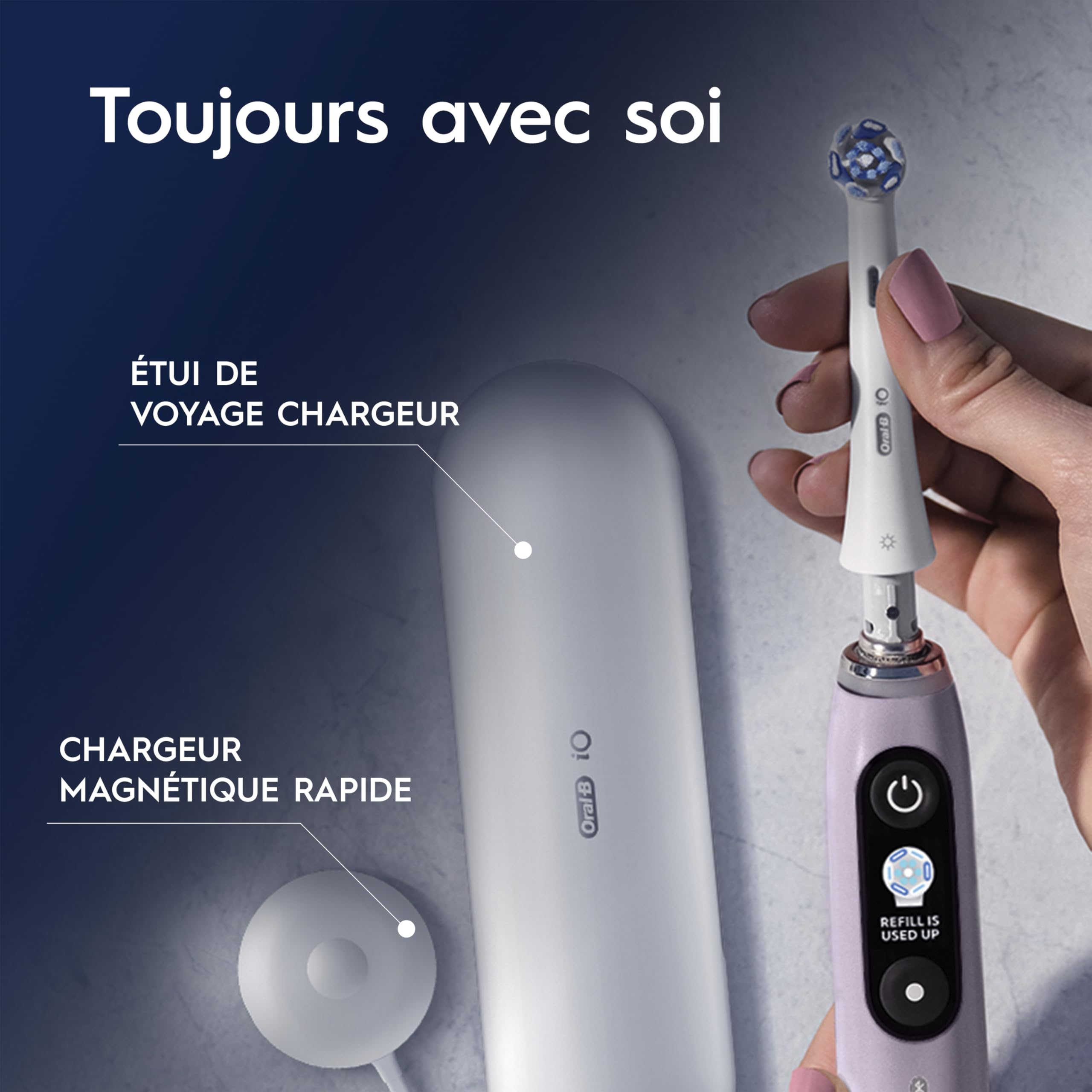 Oral-B iO 9 Brosse A Dents Electrique Rose Quartz Pour Adultes, 7 Modes De Brossage Avec Blancheur, Soin Des Gencives, 16 Zones De Nettoyage, 2 Brossettes De Rechange Oral B, Chargeur, Etui De Voyage