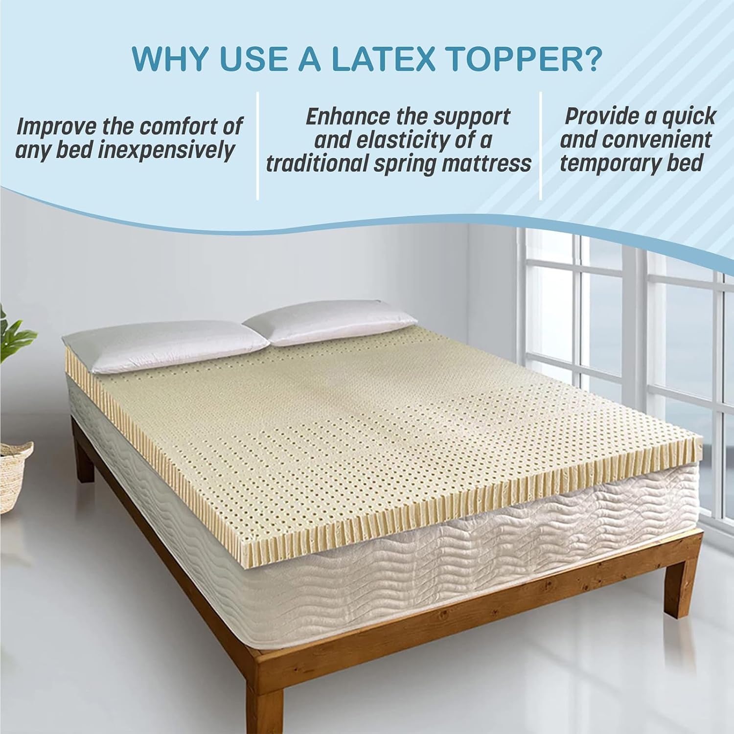 Natural Latex Mattress - Soft & Comfortable, No Deformation, Honeycomb Pore Ventilation, 2.5x195x230cm, Compression Technology for Ultimate Sleep Support