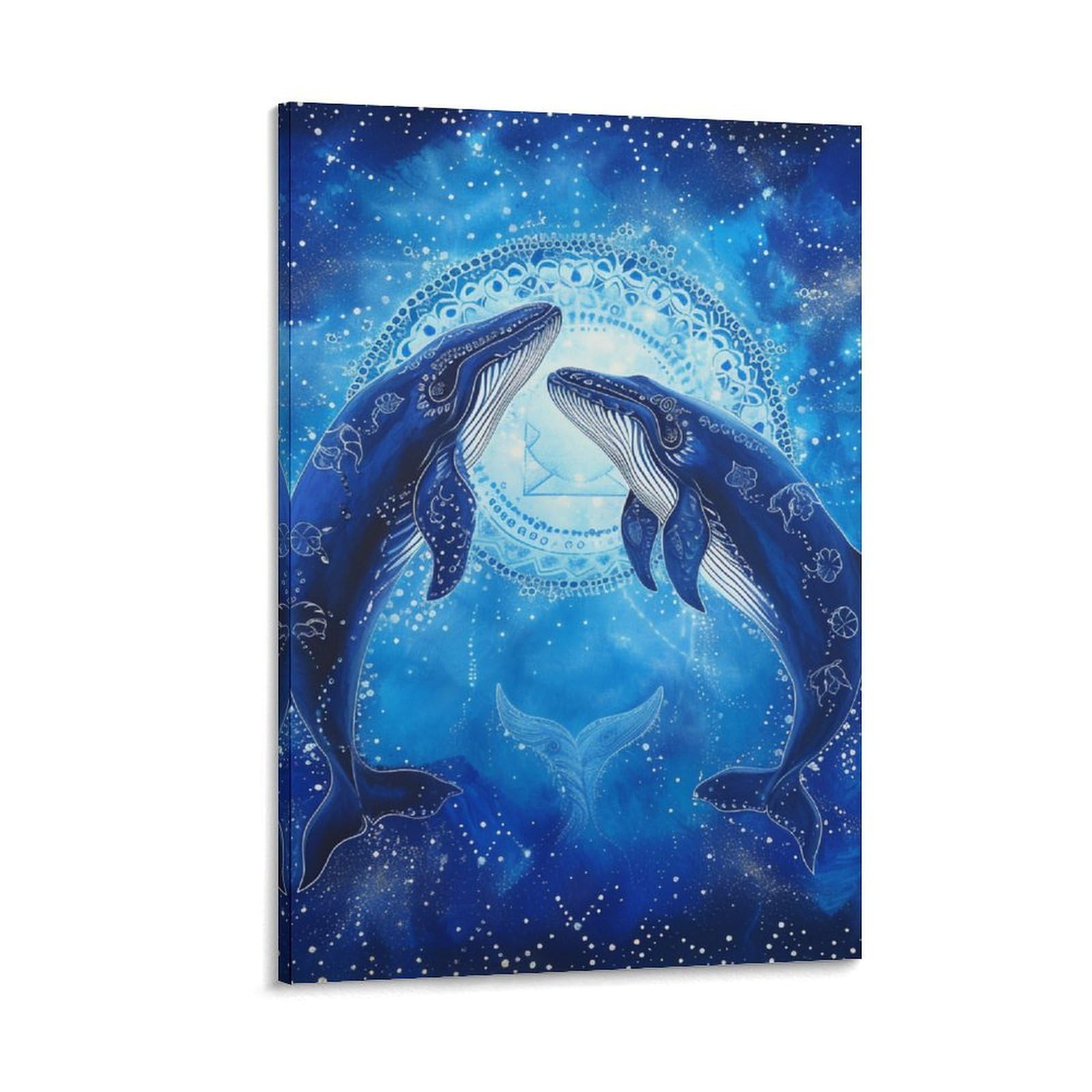 Impression sur toile de deux baleines 12x18inch aux finitions soignées