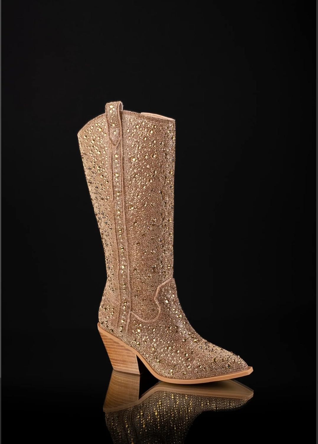 Women's Rhinestone Boots Wide Calf Cowgirl Western Mid Pointed... - Picture 14 of 30