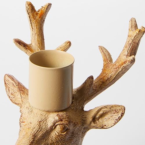 Miniatura 4 de Portavelas marrón con diseño de reno