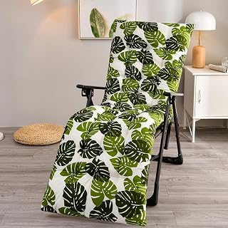 Highdi Cojin para Tumbona Jardín Exterior, Cojín Reclinable Grueso y Cómodo Respaldo Alto Colchoneta con Correas para Silla de Jardin, Silla Mecedora, Patio, Balcón (Monstrua Verde,48x125x8cm)
