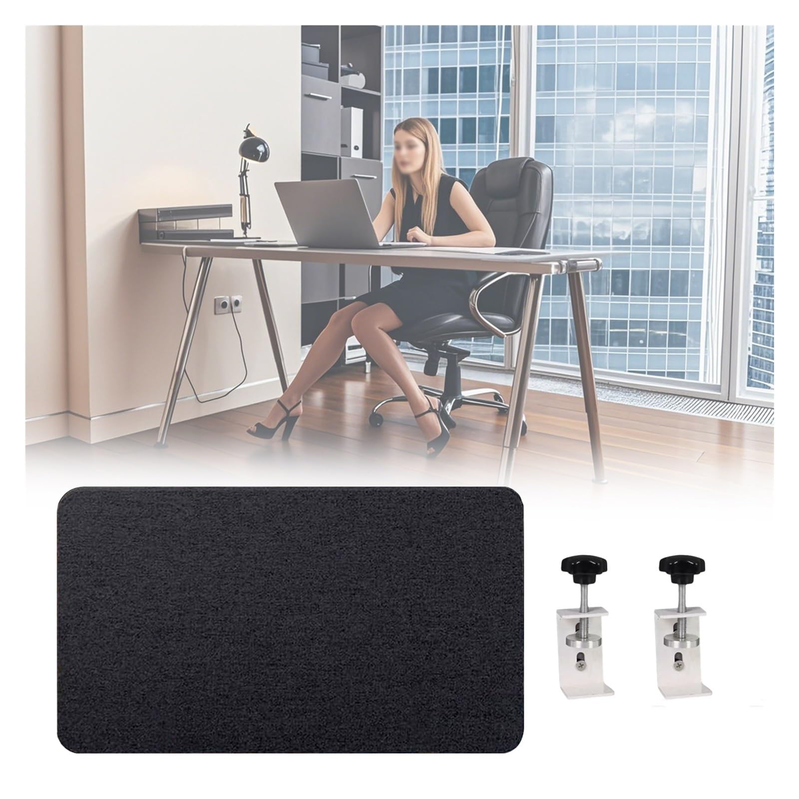 Séparateur de bureau acoustique réglable – Cloison d'intimité insonorisée pour tables, bouclier antibruit à clipser pour bureaux et salles de classe, panneau d'intimité noir