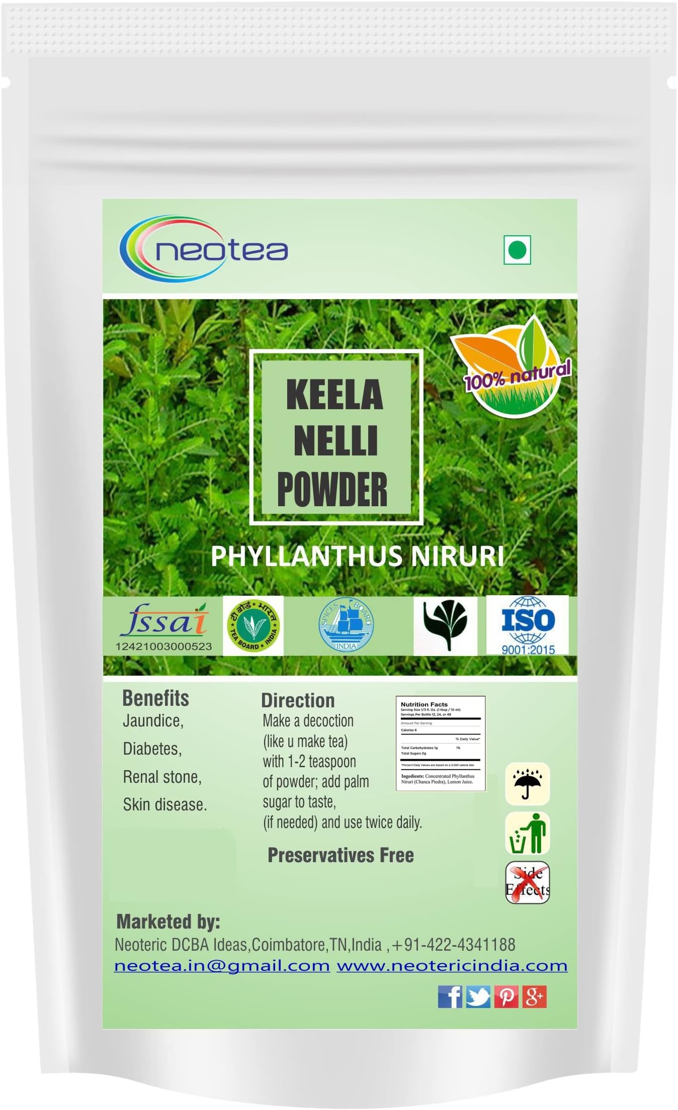 Neotea Keelanelli/Bhumyamalaki/Phyllanthus Niruri Powder, 2 Kg