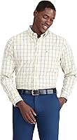 IZOD Men's Performance Comfort Long Sleeve Plaid Button-Down Shirt - Stretch Cotton Blend for All-Day Ease