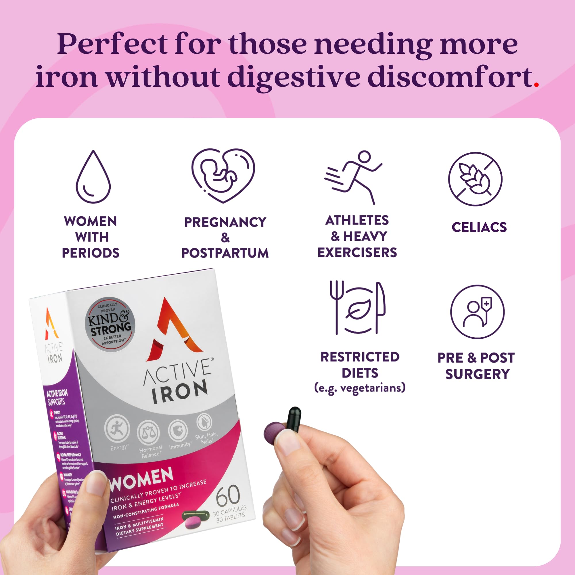 Active Iron Supplement 25mg + Multivitamin for Women, Gentle on Stomach — Amazon image 8