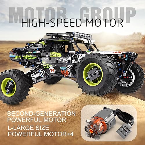 Miniatura 2 de Mould King 18002 RC - Kit de construcción de coches de escalada a control remoto, 1879 piezas MOC bloques de construcción 4 x 4 todoterreno, juegos