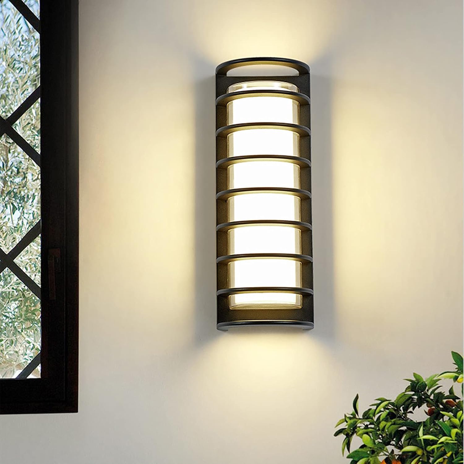 Wall Lamps,40W Warm Light, Ip68 Waterproof Garden Outside Wall Lighting Sconce Led Outdoor Wall Light Fixtures Wall Mount Lamp for Indoor Outdoor Porch Patio Warm Light/a (Color : White)
