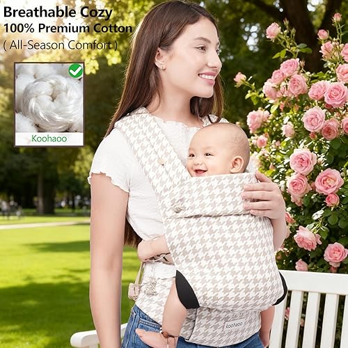 Miniatura 5 de Portabebés para recién nacidos a niños pequeños, ergonómico, acogedor y ligero, de algodón suave de alta calidad, transpirable, portabebés con