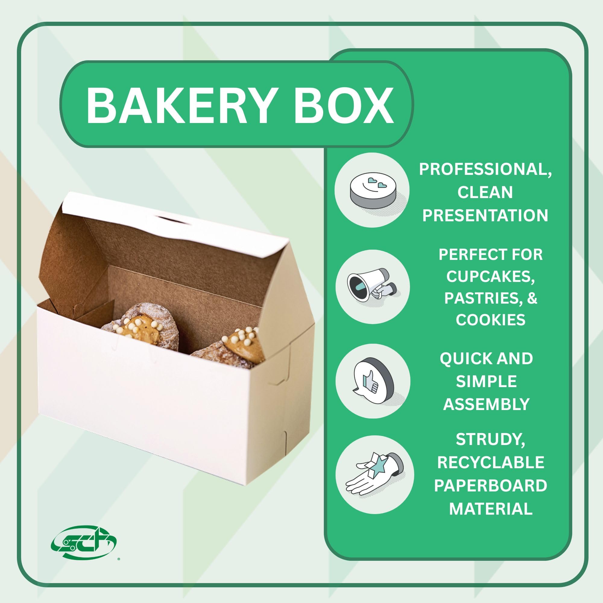 Sur de Champion bandeja 0925 Premium con revestimiento de arcilla papel Kraft cartón blanco non-window Lock esquina panadería Caja, 8 "x 5" x 3 "altura (caso de 250)