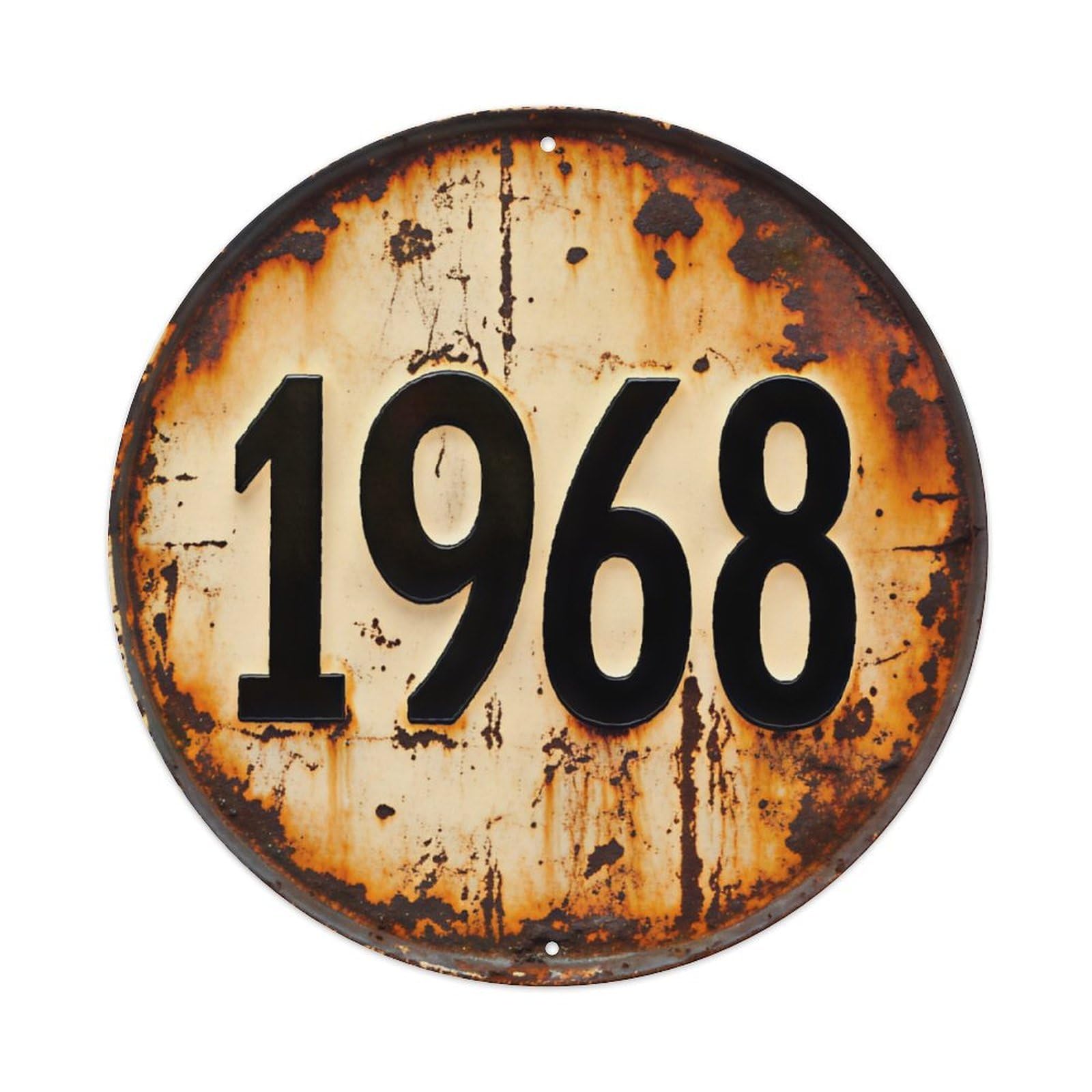 Ldfuieksufg Style Round Rustic Vintage 1968 Year Decor Wall Plaque Vintage Aluminium Metal Sign, Retro Wall Decor For Home, Bar, Garage & Farmhouse 20X20cm