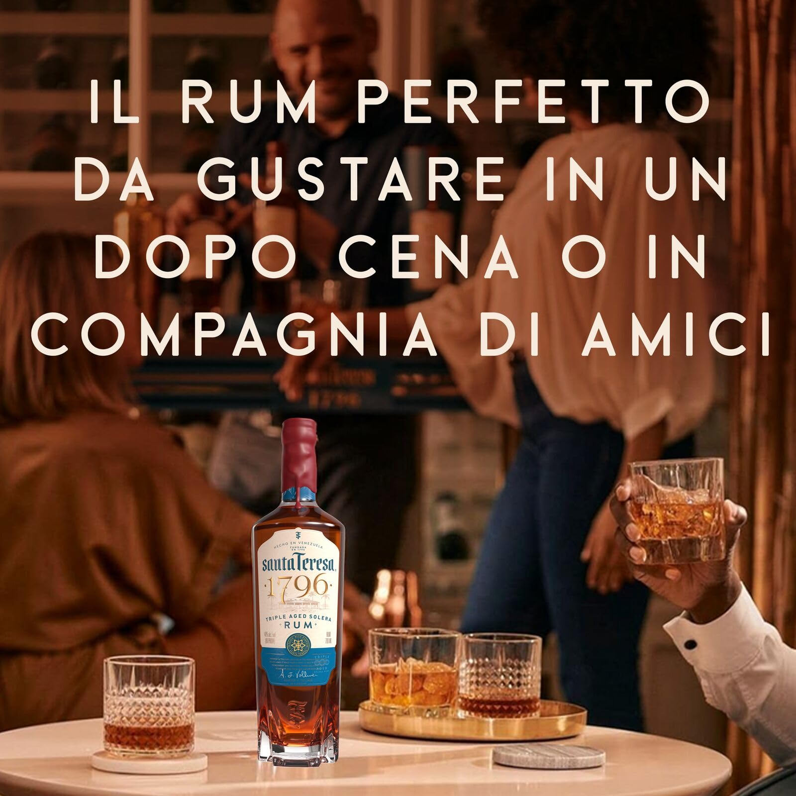 Rum Solera a triplo invecchiamento Santa Teresa 1796, Vol. 40%, 70 cl / 700 ml, Pregiato rum scuro Single Estate venezuelano affinato in botti di rovere