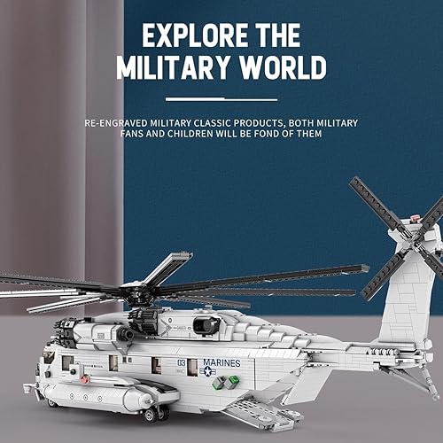 Miniatura 4 de WESS 135 CH-53E Super Stallion - Juego de helicóptero militar, 2192 piezas de bloques de construcción de aviones técnicos para niños y adultos, MOC