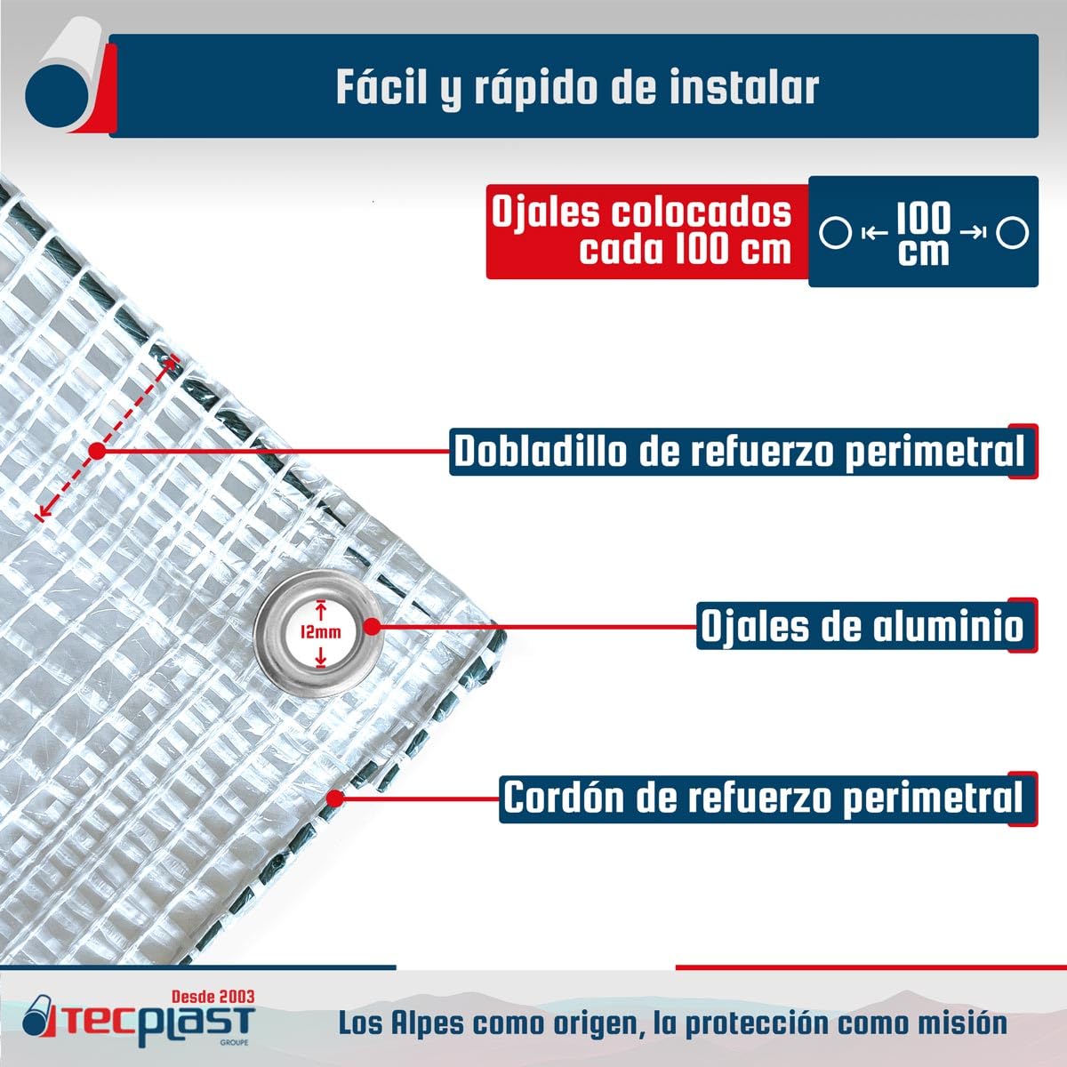 Lona Transparente Reforzada 3x4 m - TECPLAST - TR170MU - Lona Impermeable Anti UV