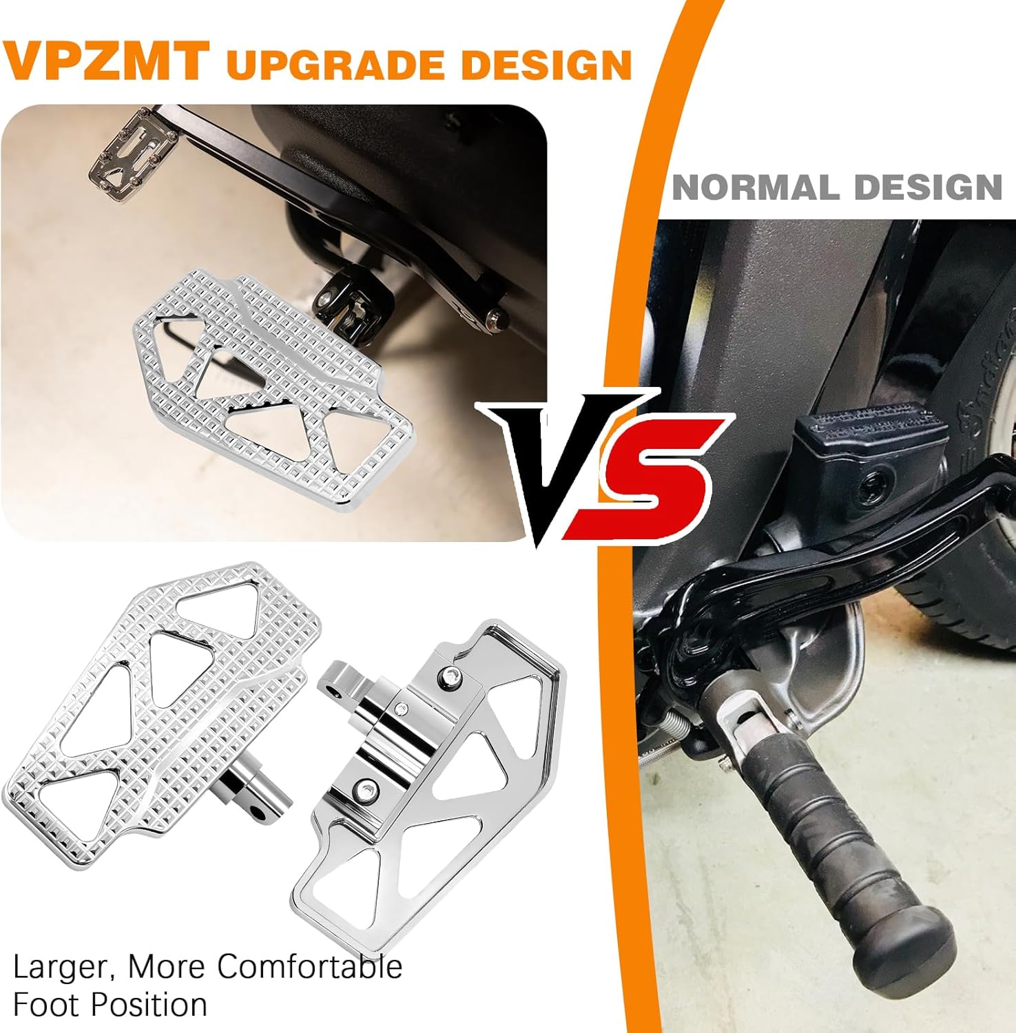 Chrome Passenger Floorboards, Rear Mini Foot Pegs Footrests for Harley Davidson Touring Road king, Road glide, Electra glide, Street glide/Softail Fat Boy, Breakout, Heritage, Dyna Models