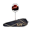 Li-Ning Ignite 8 Japanese Carbon Graphite Unstrung Badminton Racket with Full Cover (Cool Gray/Bull Red, 77 Grams) gallery image