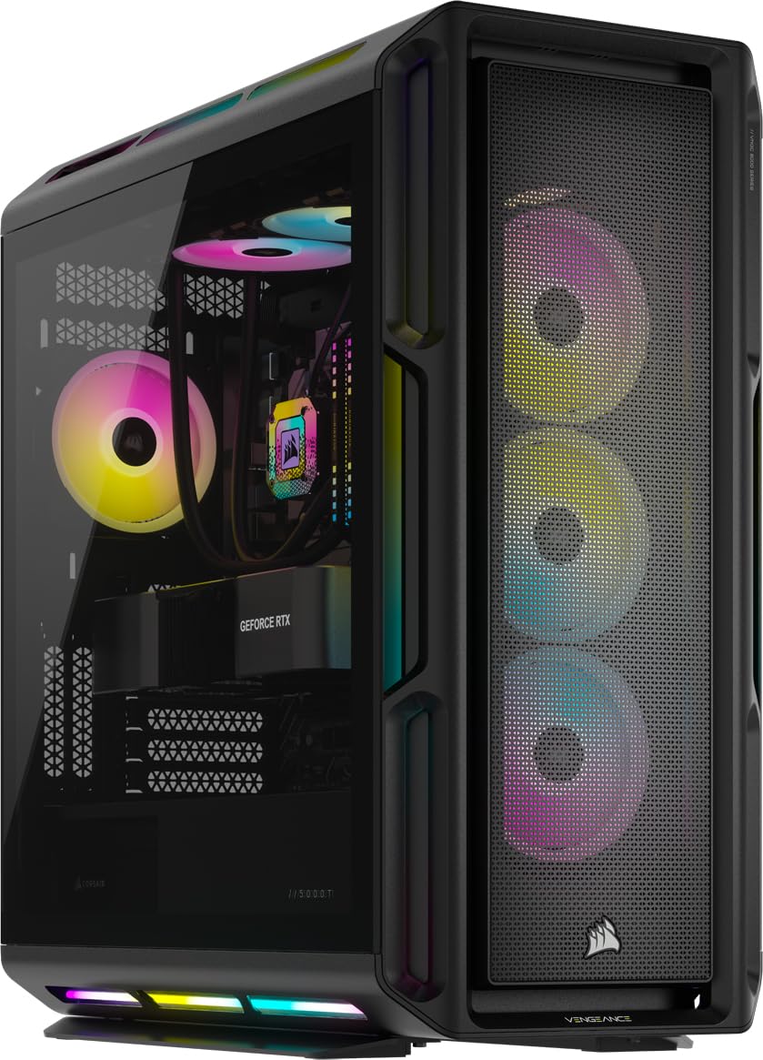 Corsair Vengeance i8100 Gaming PC – Liquid Cooled Intel Core i9-12900KS CPU – NVIDIA GeForce RTX 4080 Super GPU – 64GB Dominator Titanium RGB DDR5 Memory – 2TB M.2 SSD – Black