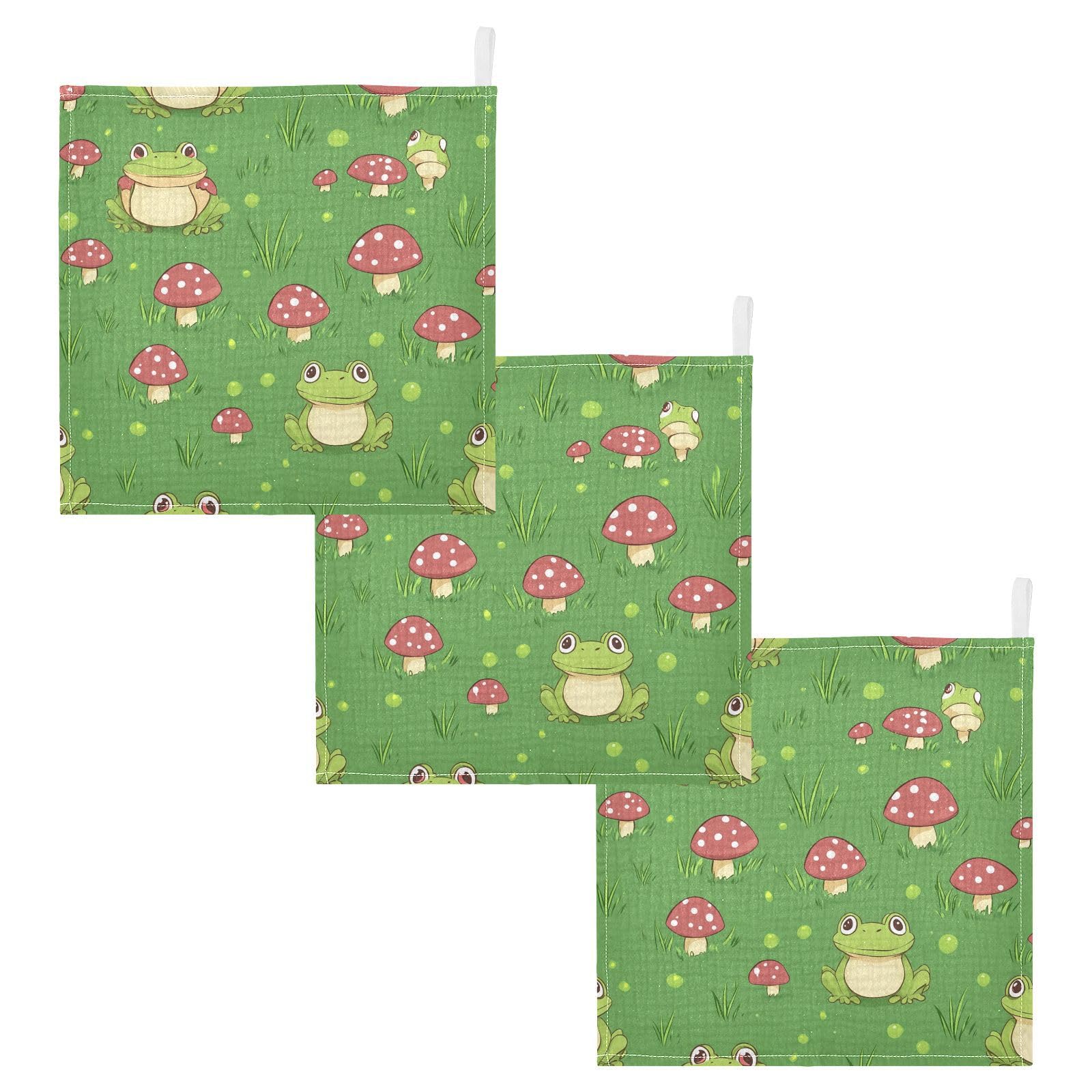YETTASBIN Frogs Muslin Baby Hand Washcloths Soft Cotton Bath Face Towel 4 Layers Extra Absorbent Feeding Burp Cloth