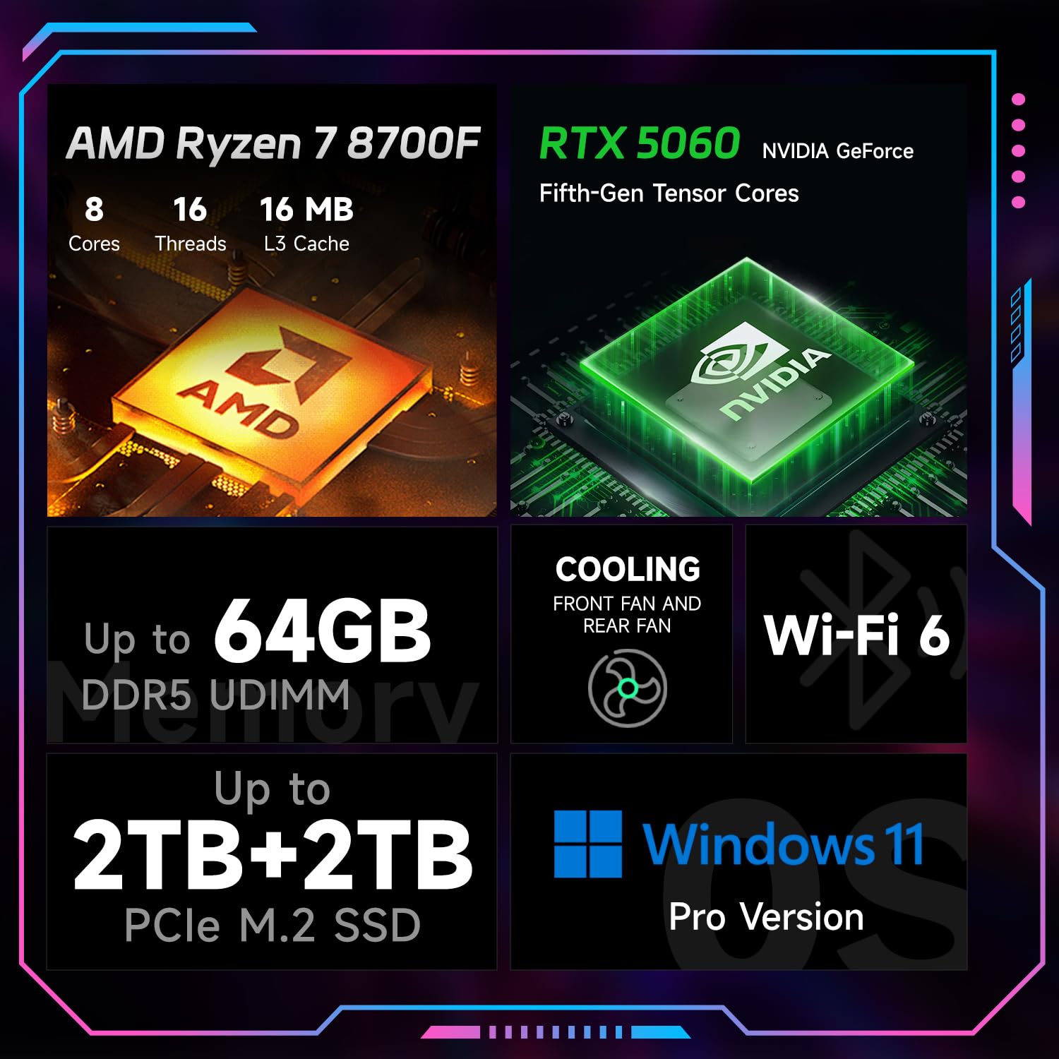 Amazon.com: HP OMEN 16L Gaming Desktop, AMD Ryzen 7 8700F (Beats