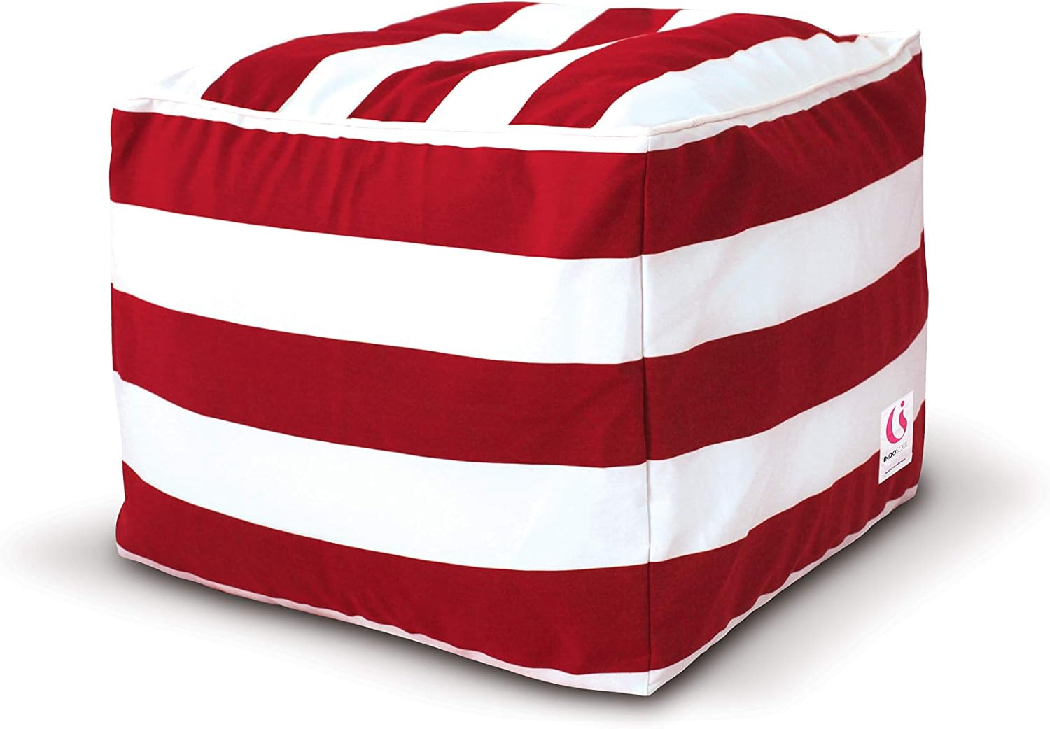 INDOSOUL Indoor Outdoor Bean Bag Square Ottoman Striped