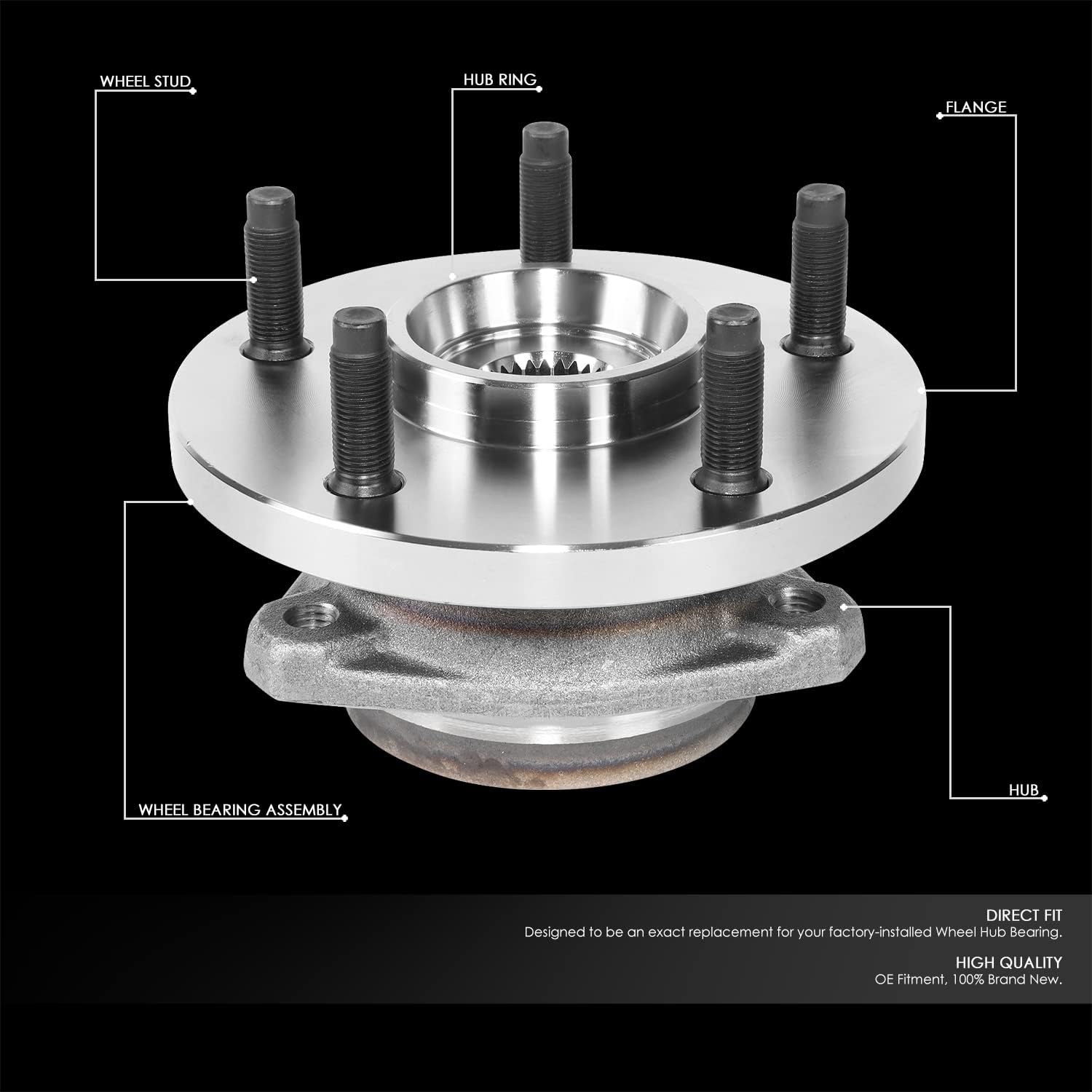 DNA MOTORING OEM-WHA-0053 Front Wheel Bearing Hub Assembly Compatible with 1999-2004 Grand Cherokee