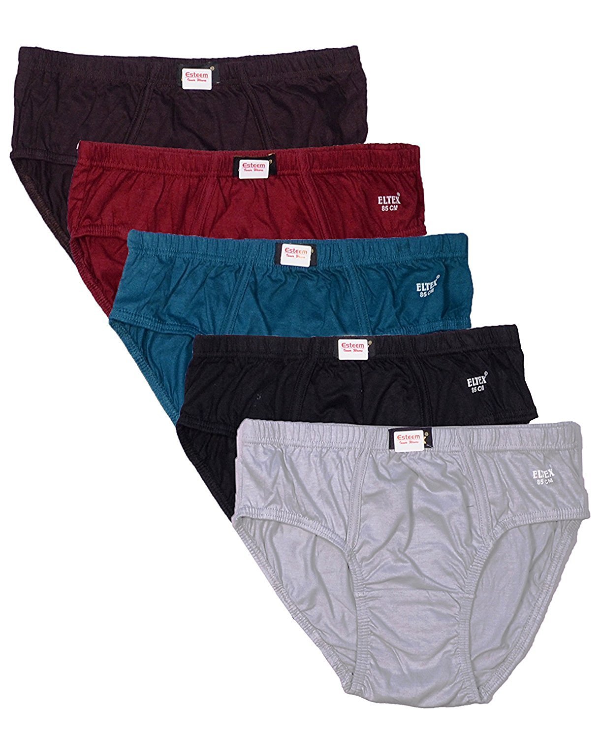 EstEEm Mens Cotton Inner Elastic Briefs (Pack of 5)
