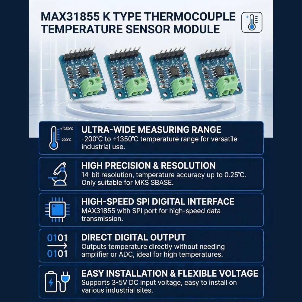 4PCS K-Typ-Thermoelementmodul MAX31855 SPI-Anschluss Industriebedarf 14-Bit-Auflösung K-Typ-Thermoelementmodul