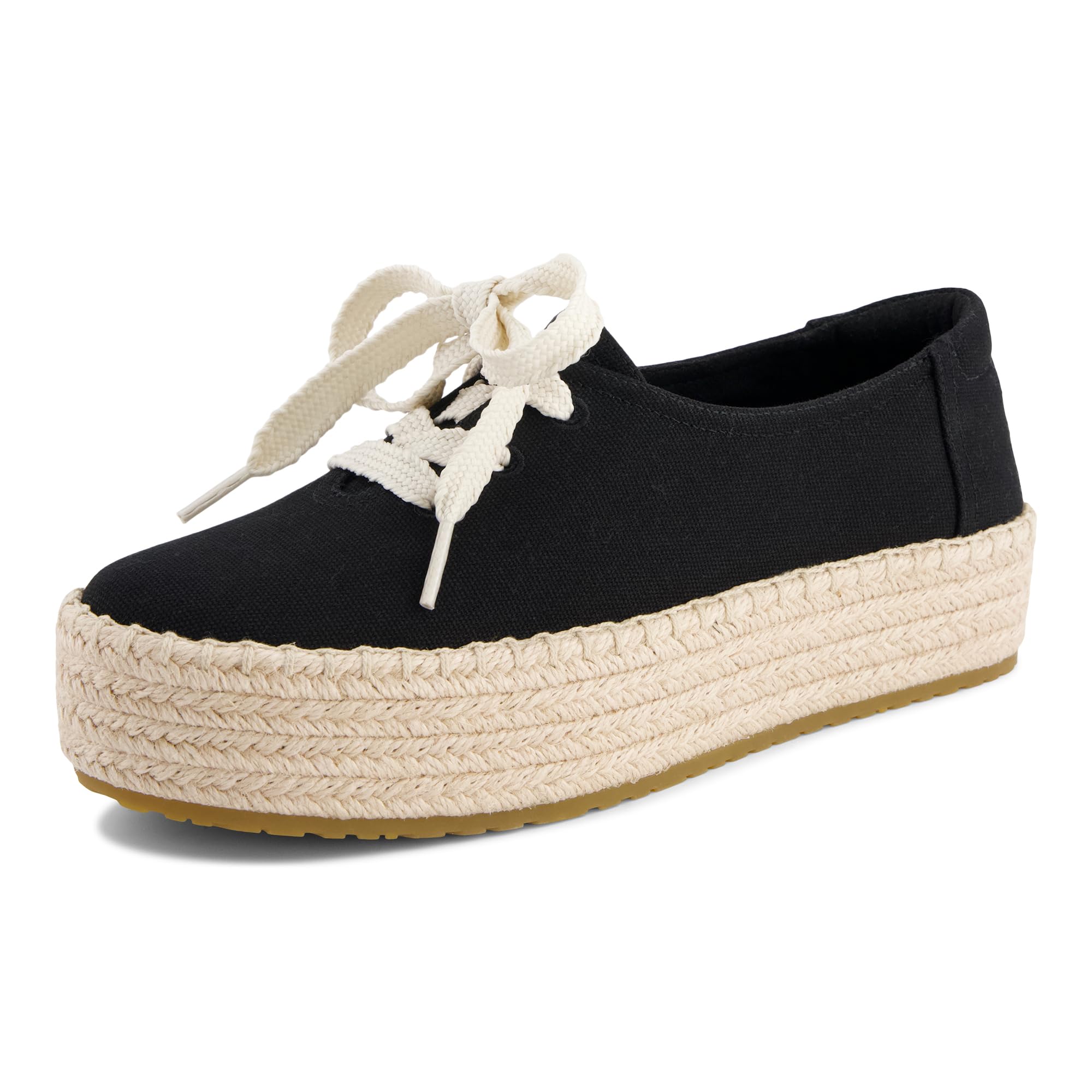 TOMS Women's Valencia Lace-Up Platform Espadrille, Textile Upper