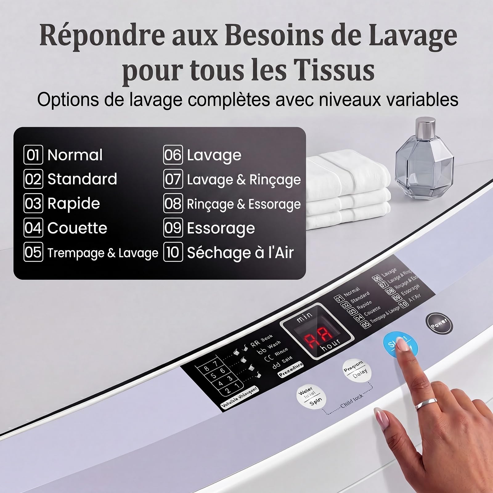 GYMAX Lave-Linge Automatique, Mini Machine à Laver 4,5 KG, 10 Programmes, 8 Niveaux d'Eau, avec Affichage LED, Pompe de Vidange, pour Maison, Appartement, Camping, Dortoir