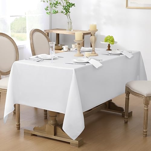 Miniatura 2 de Softalker Mantel rectangular con textura tejida y patrón de jacquard brillante, impermeable, sin arrugas, a prueba de derrames, lavable, para cenas