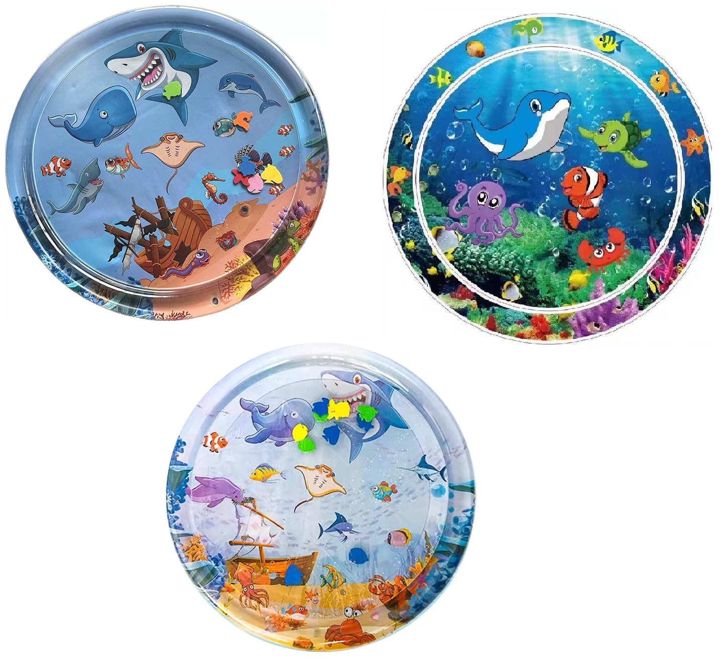 ZIVIK 100 X 100 Infant Toy Gift Activity Play Mat,Baby Infant Toddlers Inflatable Water Play Floor Mat Children Growth Activity Tool Tummy Time Baby Water Mat Infant Toy for Newborn Baby Boy Girl Round mat (100 X 100 CM Water Play Mat) 1