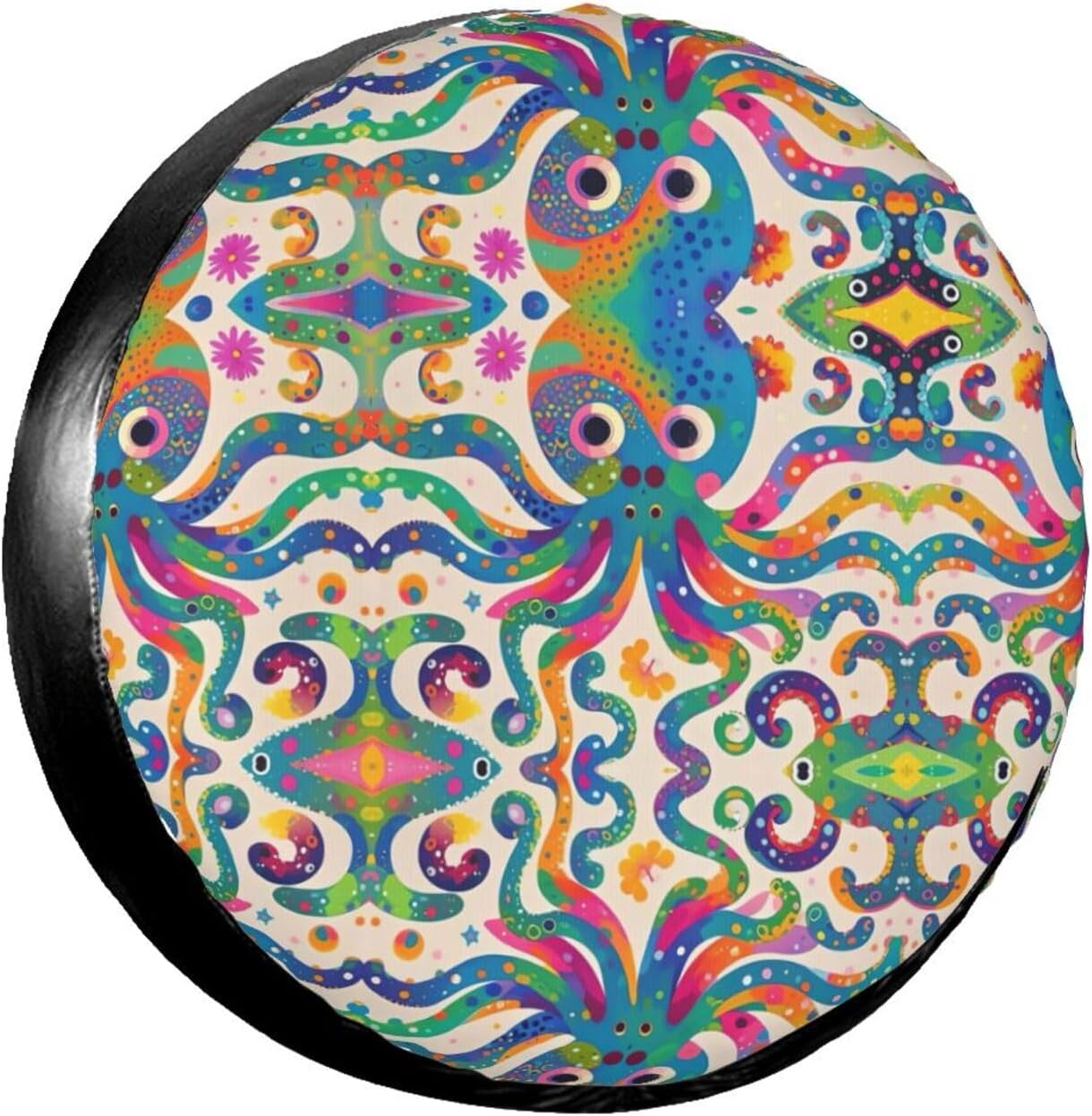 Spare Tire Cover 14 Inch, Waterproof Dust-Proof Universal Wheel Protectors Colorful Octopus Camper Tire Cover Fit for Rv Trailer Truck SUV Travel Trailer Accessories
