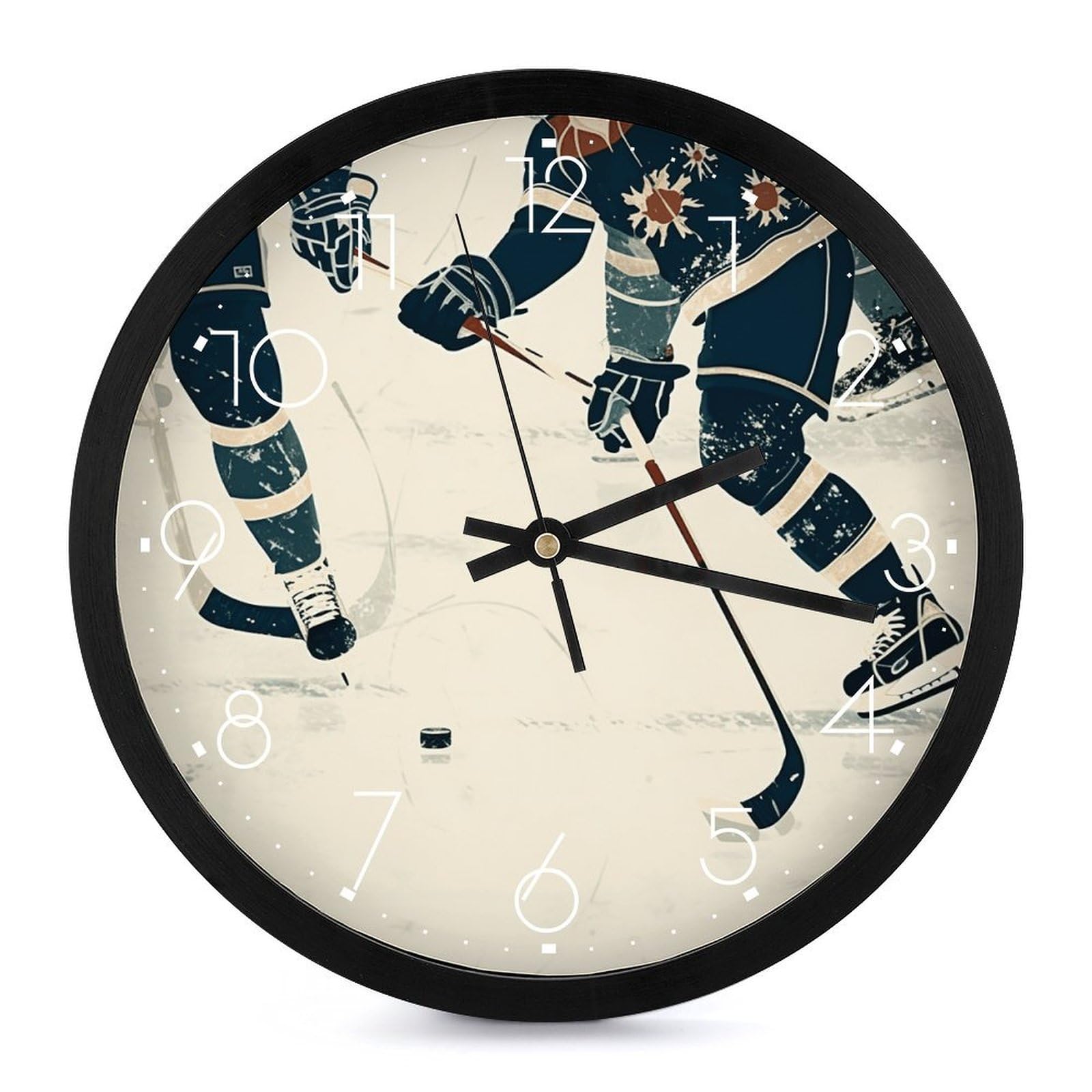 Horloge murale silencieuse hockey sur glace grand cadran facile à lire pour salon