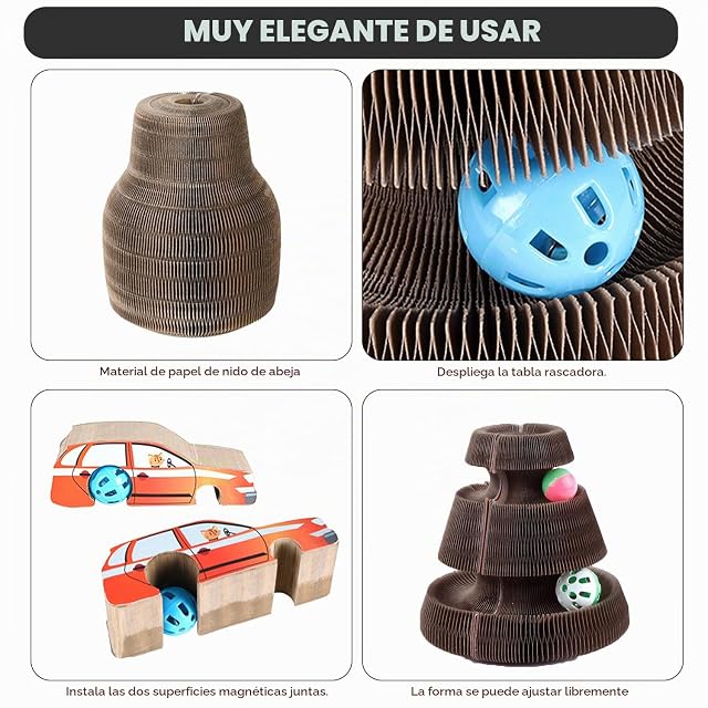 Foto 7 de 8 de xyuayamz Tablero Acordeón para Gatos, Rascador para Gatos con Campana, Magic Organ Juguetes Gato Interactivos